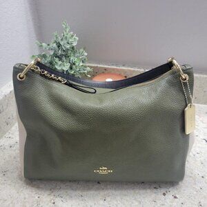 Coach Olive Green Leather Shoulder Bag